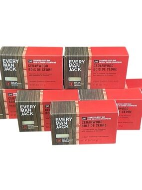 Every Man Jack Cedarwood 2-in-1 Shampoo + Body Bar Lot of 8 bars